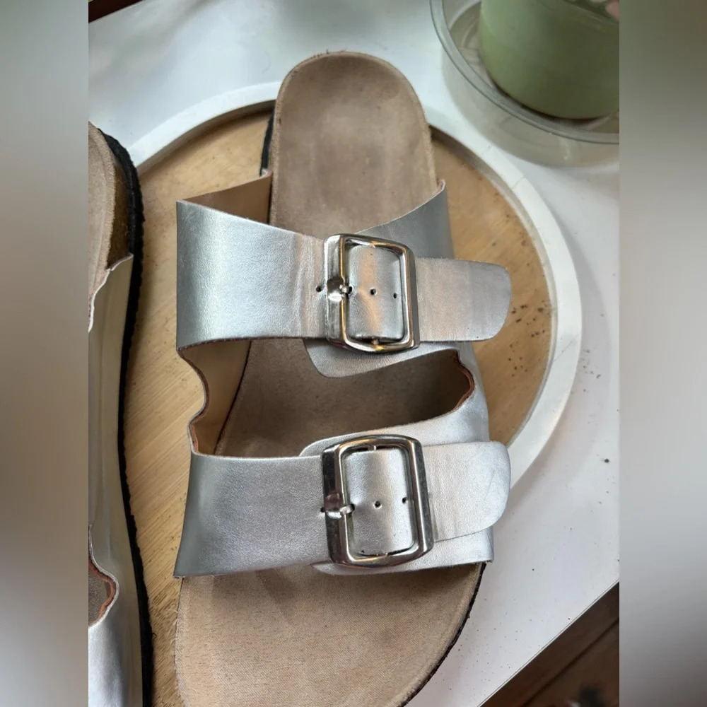 Metallic silver  Sandals size 10